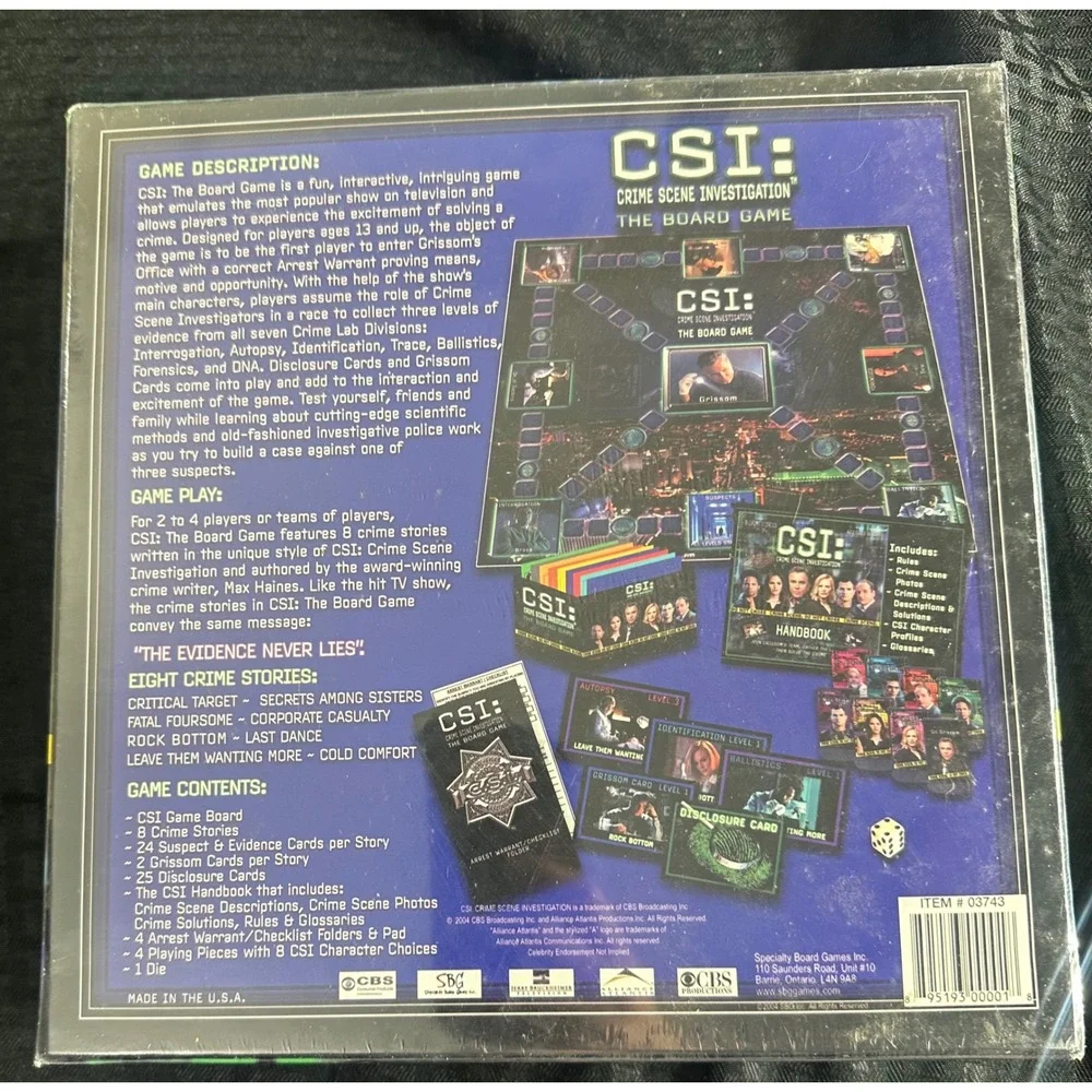 CSI Crime Scene Investigation Board Game 2004 NEW Sealed 8 Crime Stories Vintage